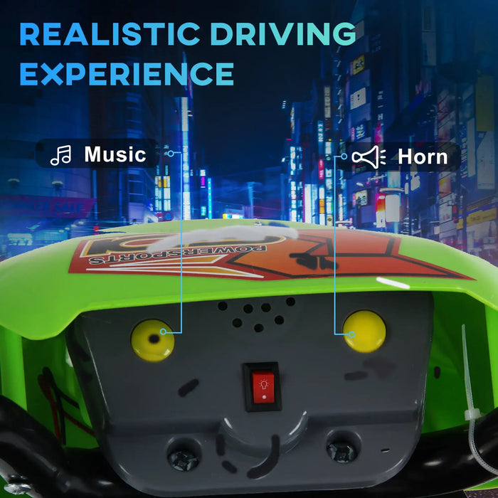 6V Kids Electric Motorbike – Green | Music, Headlights and Training Wheels HOMCOM - Little and Giant Explorers