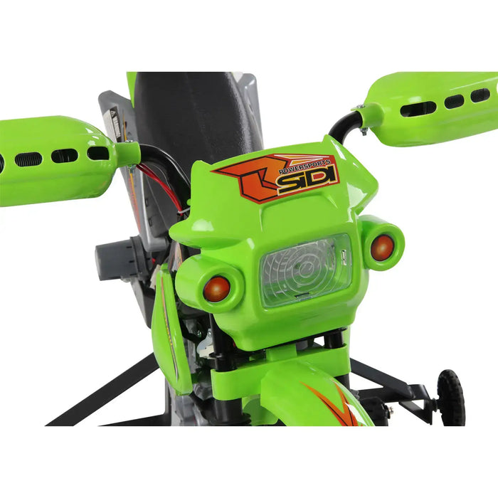 6V Kids Electric Motorbike – Green | Music, Headlights and Training Wheels HOMCOM - Little and Giant Explorers