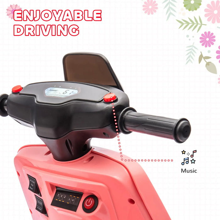 Close-up of a pink and black power tool with 'Enjoyable Driving' text and music icon on a white background.
