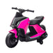 Pink 6V kids electric motorbike ride-on toy with safety training wheels, white background