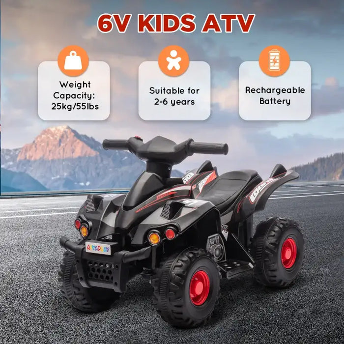 6V Kids Electric Quad Bike – Black | Built-in Music and Forward Function AIYAPLAY - Little and Giant Explorers AIYAPLAY