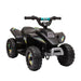 Black 6V kids electric quad bike with chunky tires and colorful decals on a white background