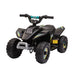Black 6V kids electric quad bike with chunky wheels and sporty decals on a white background