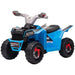 Blue 6V kids electric quad bike with black seat and rugged wheels, toy ATV for children