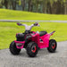 Pink kids electric quad bike on outdoor path, 6V ride-on toy with large wheels and sporty design