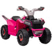 Pink 6V kids electric quad bike toy with black wheels and racing decals