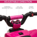 Pink kids electric quad bike handlebar with lifelike dashboard and labeled controls