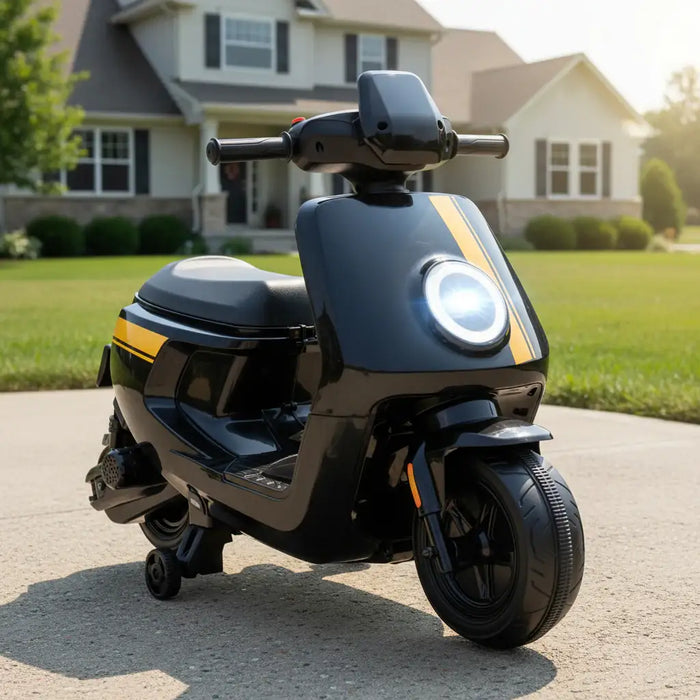 6V Kids Electric Ride-On Motorbike – Black | Dual Motors - Adjustable Speed 1.5–3km/h AIYAPLAY - Little and Giant Explorers AIYAPLAY