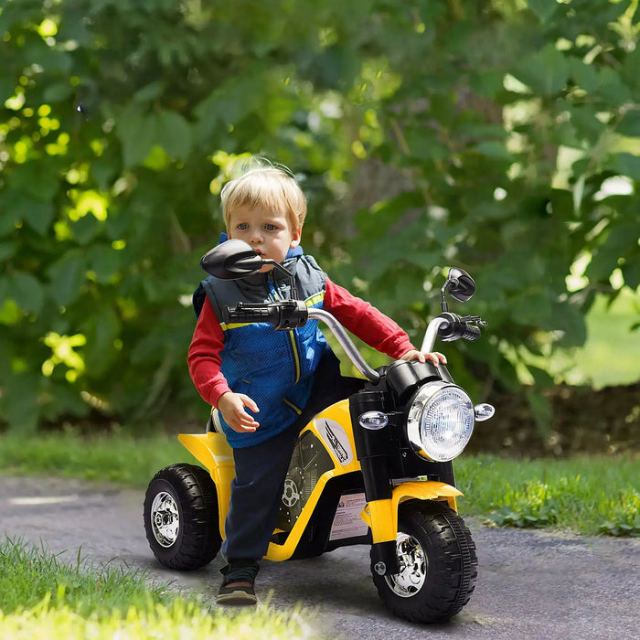 6V Kids Electric Ride-On Motorbike - Yellow | Horn and Reverse Function HOMCOM - Little and Giant Explorers HOMCOM