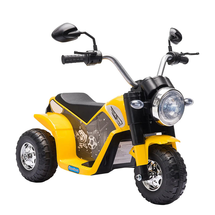 6V Kids Electric Ride-On Motorbike - Yellow | Horn and Reverse Function HOMCOM - Little and Giant Explorers HOMCOM