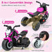 6V Kids Electric Ride-On Motorcycle – Pink | Convertible 2-in-1 Design - LED Lights COSTWAY - Little and Giant Explorers Costway
