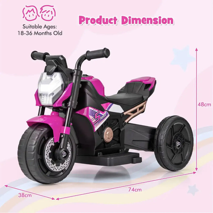 6V Kids Electric Ride-On Motorcycle – Pink | Convertible 2-in-1 Design - LED Lights COSTWAY - Little and Giant Explorers Costway
