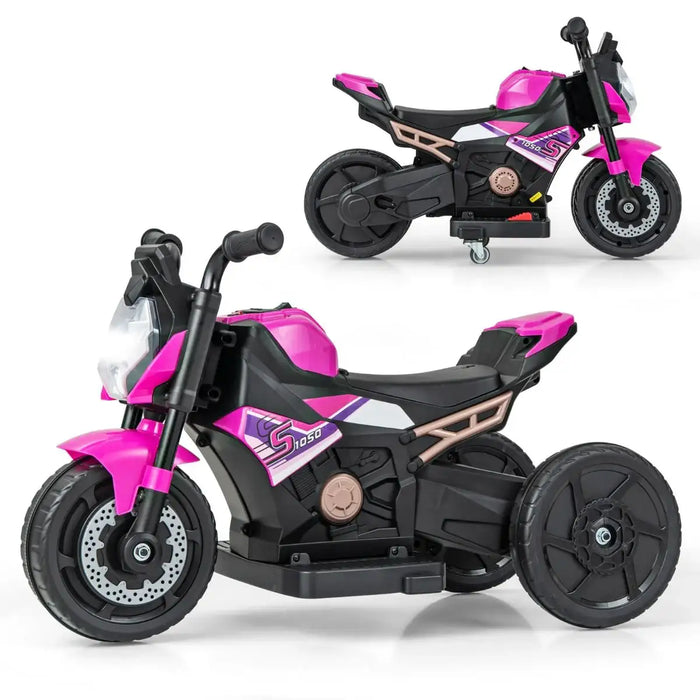 6V Kids Electric Ride-On Motorcycle – Pink | Convertible 2-in-1 Design - LED Lights COSTWAY - Little and Giant Explorers Costway