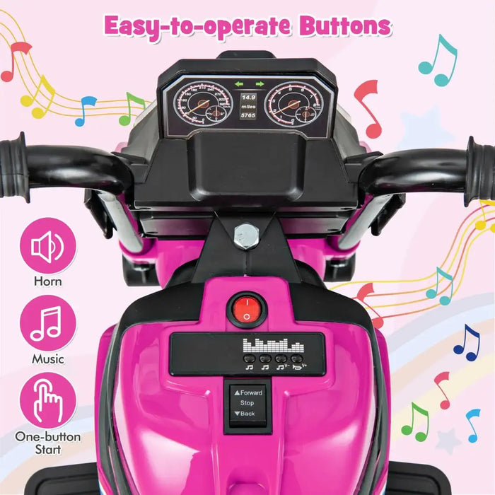 6V Kids Electric Ride-On Motorcycle – Pink | Convertible 2-in-1 Design - LED Lights COSTWAY - Little and Giant Explorers Costway