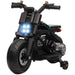 Black 6V kids electric ride-on police motorcycle with training wheels and headlights
