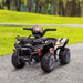 Black 6V kids electric ride-on quad ATV bike with racing stickers on park path