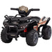 Black 6V kids electric ride-on quad ATV with music, racing stickers, rugged tires
