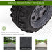 Close-up of wear resistant wheel for kids' electric ride-on quad ATV, suitable for brick roads, asphalt, and boardwalks.