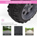 Close-up of wear resistant wheel for kids' ATV, suitable for brick, asphalt, and boardwalk roads.