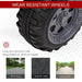 Close-up of wear resistant ATV wheel for kids ride-on quad, suitable for brick, asphalt, boardwalk roads.