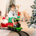 6V Kids Electric Ride-On Train with Track – Christmas | Whistle, Lights and Hidden Storage COSTWAY - Little and Giant Explorers Costway