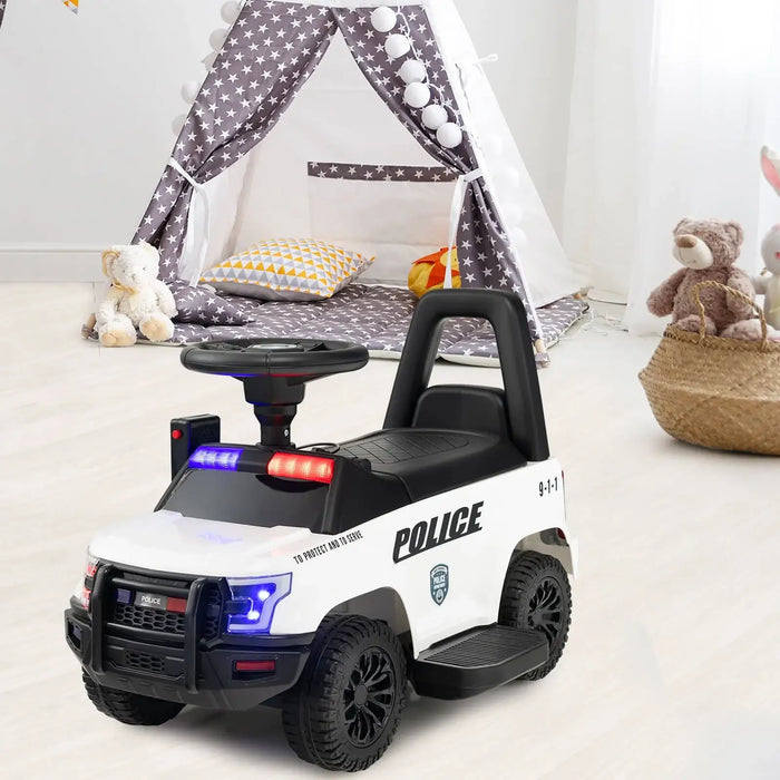 6V Kids Ride-On Police Car | Siren Sounds, Megaphone and Flashing Lights COSTWAY - Little and Giant Explorers Costway
