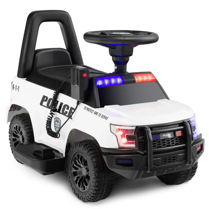 6V Kids Ride-On Police Car | Siren Sounds, Megaphone and Flashing Lights COSTWAY - Little and Giant Explorers Costway