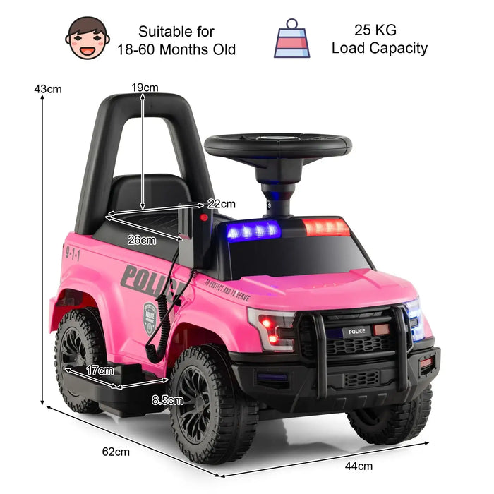 6V Kids Ride-On Police Car - Pink | Flashing Lights, Siren and Megaphone COSTWAY - Little and Giant Explorers Costway