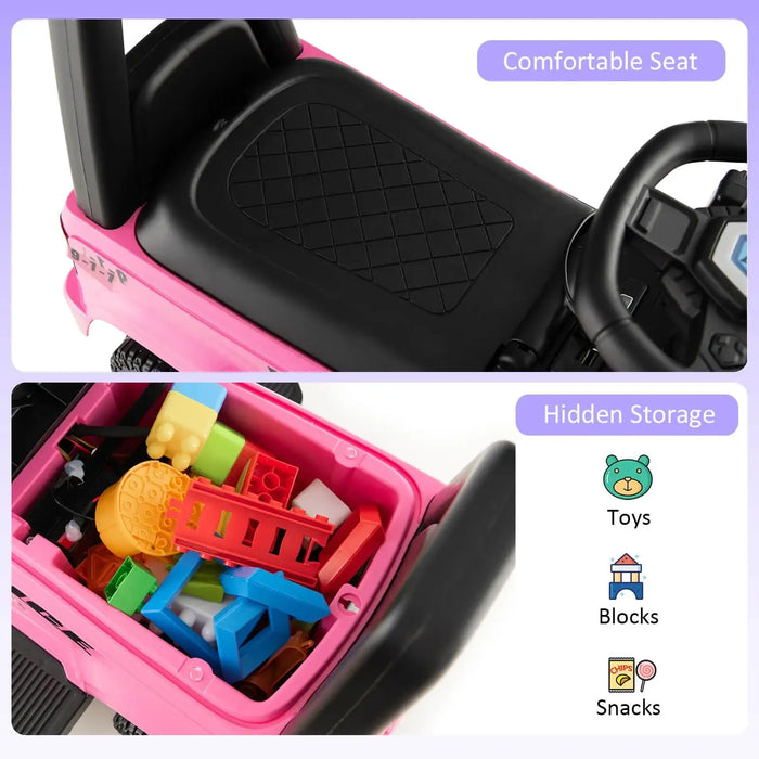 6V Kids Ride-On Police Car - Pink | Flashing Lights, Siren and Megaphone COSTWAY - Little and Giant Explorers Costway