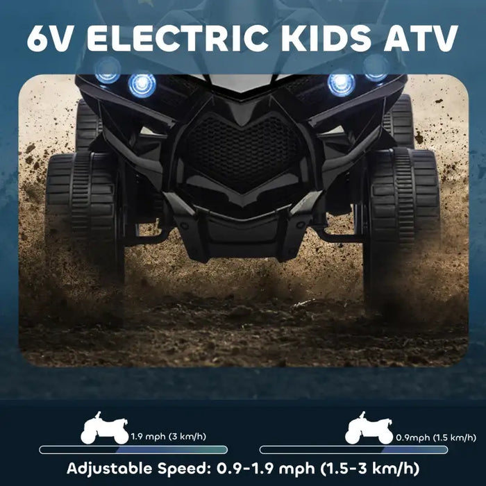 6V Kids Ride-On Quad Bike - Black | Music and LED Headlights AIYAPLAY - Little and Giant Explorers AIYAPLAY