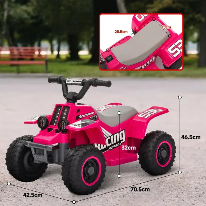 6V Kids Ride-On Quad Bike - Pink | Forward and Reverse - LED Headlights AIYAPLAY - Little and Giant Explorers AIYAPLAY