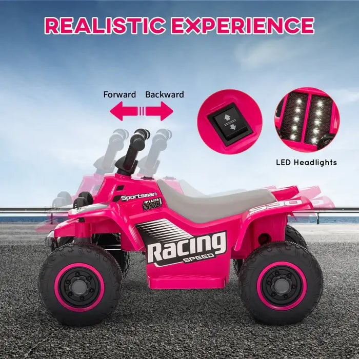 6V Kids Ride-On Quad Bike - Pink | Forward and Reverse - LED Headlights AIYAPLAY - Little and Giant Explorers AIYAPLAY