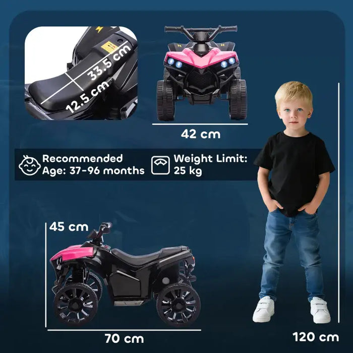 6V Kids Ride-On Quad Bike - Pink | Music and LED Headlights AIYAPLAY - Little and Giant Explorers AIYAPLAY