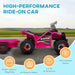 Pink kids ride-on quad bike with trailer, 6V motor, rechargeable battery, outdoor setting