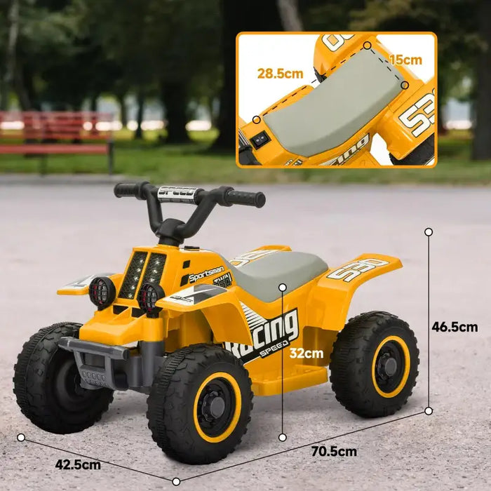 6V Kids Ride-On Quad Bike - Yellow | Forward and Reverse - LED Headlights AIYAPLAY - Little and Giant Explorers AIYAPLAY