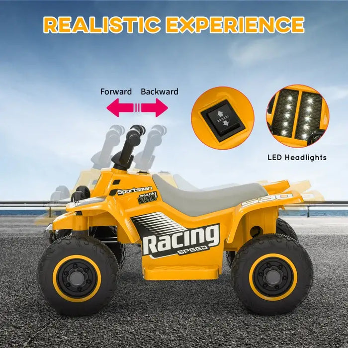 6V Kids Ride-On Quad Bike - Yellow | Forward and Reverse - LED Headlights AIYAPLAY - Little and Giant Explorers AIYAPLAY