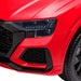 Red Audi RS Q8 kids ride on car front view with detailed headlights and grille