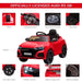 Red Audi RS Q8 kids ride-on car with steering wheel, pedal, lights, multimedia player, and seat belt