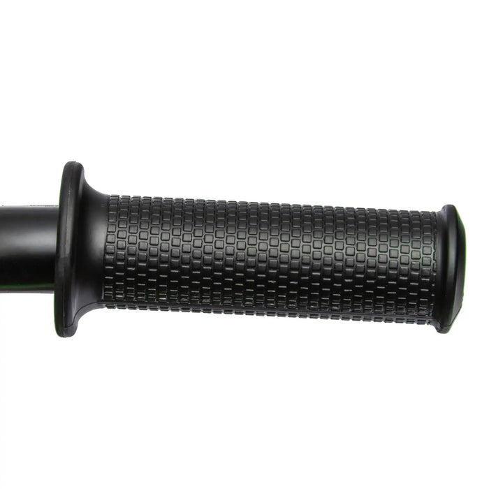 Close-up of black textured motorbike handlebar grip