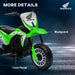 Green Honda CRF450RL kids electric ride-on motorbike with labeled mudguard and foot pedal