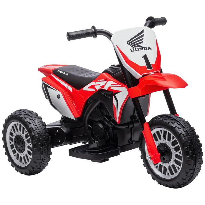 Red Honda CRF450RL kids electric ride on motorbike with training wheels