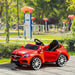 Red Mercedes GLA AMG kids electric ride-on car with open door in a park setting