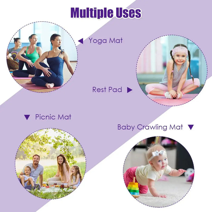 6x4ft Large Yoga Mat – Purple | Double-Sided Non-Slip PVC Mat - Waterproof COSTWAY - Little and Giant Explorers