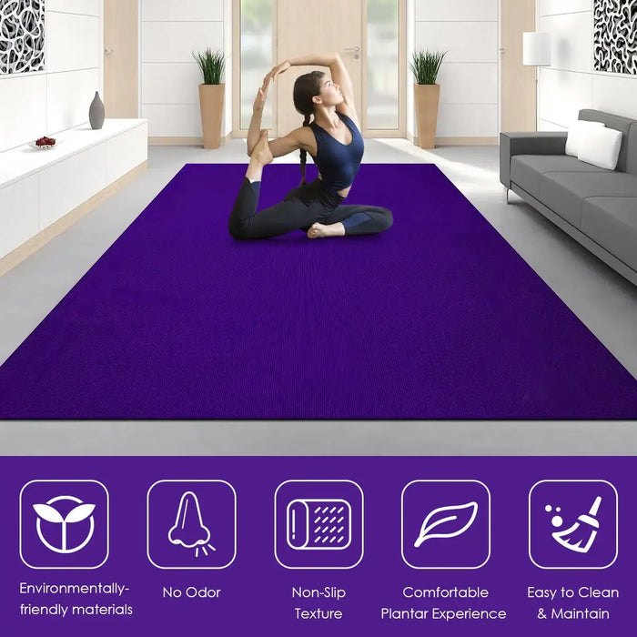 6x4ft Large Yoga Mat – Purple | Double-Sided Non-Slip PVC Mat - Waterproof COSTWAY - Little and Giant Explorers