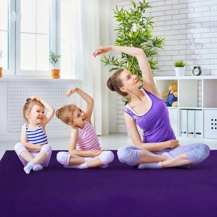 6x4ft Large Yoga Mat – Purple | Double-Sided Non-Slip PVC Mat - Waterproof COSTWAY - Little and Giant Explorers
