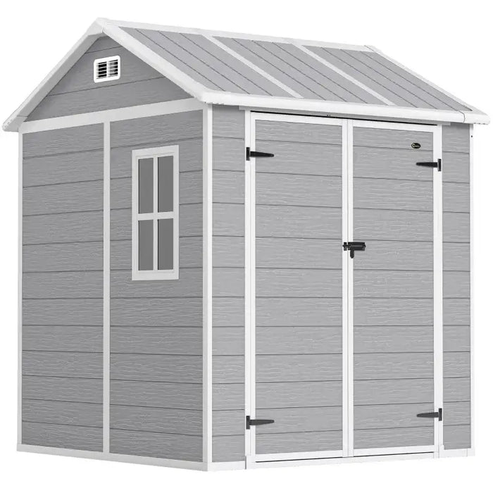 6x6ft Plastic Garden Storage Shed – Grey | Resin Construction with Floor OUTSUNNY - Little and Giant Explorers Outsunny