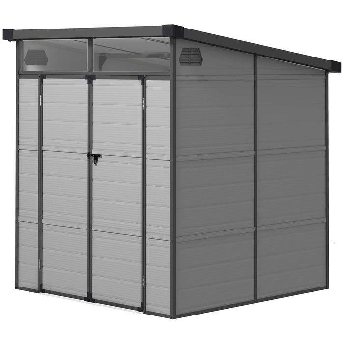 Outdoor Plastic Storage Shed with Windows and Vents 6 x 6FT - Little and Giant Explorers Outsunny