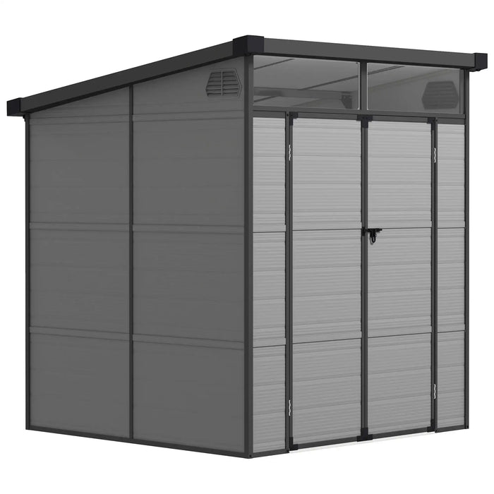 Outdoor Plastic Storage Shed with Windows and Vents 6 x 6FT - Little and Giant Explorers Outsunny