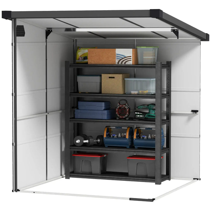 Outdoor Plastic Storage Shed with Windows and Vents 6 x 6FT - Little and Giant Explorers Outsunny