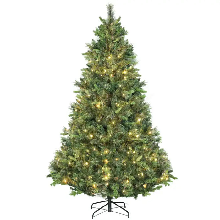 7.5ft Pre-Lit Artificial Christmas Tree | Carolina Pine - 480 LED Lights and Remote Control HOMCOM - Little and Giant Explorers HOMCOM